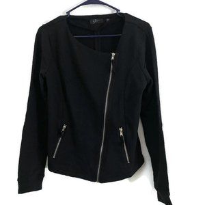 Lyn Sweater Women's Size Small Black Full Zip Asymmetrical Long Sleeves